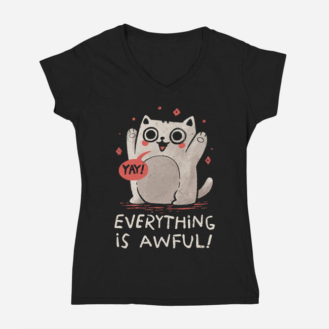 Everything Is Awful-Womens-V-Neck-Tee-koalastudio