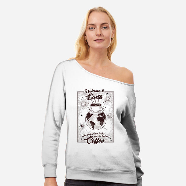 We Have Coffee-Womens-Off Shoulder-Sweatshirt-Umberto Vicente