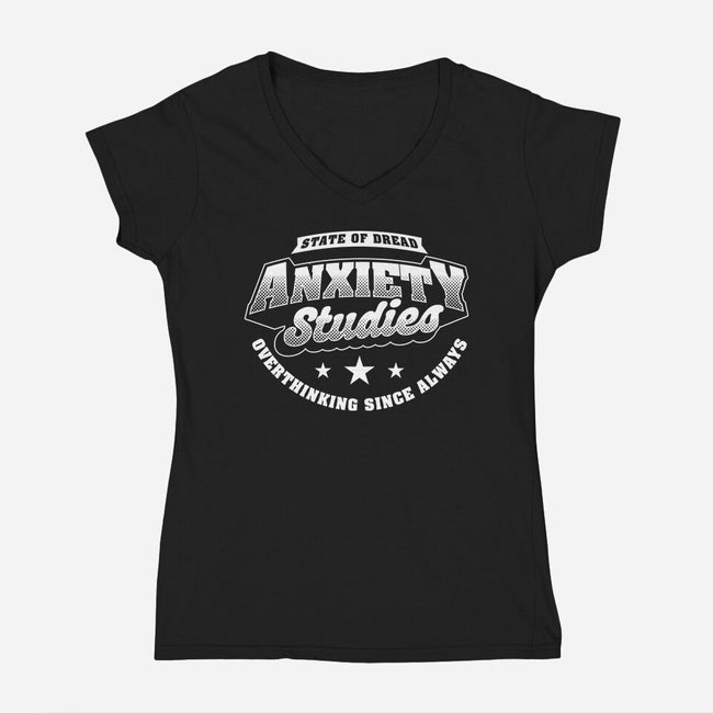 Anxiety Studies University-Womens-V-Neck-Tee-Studio Mootant