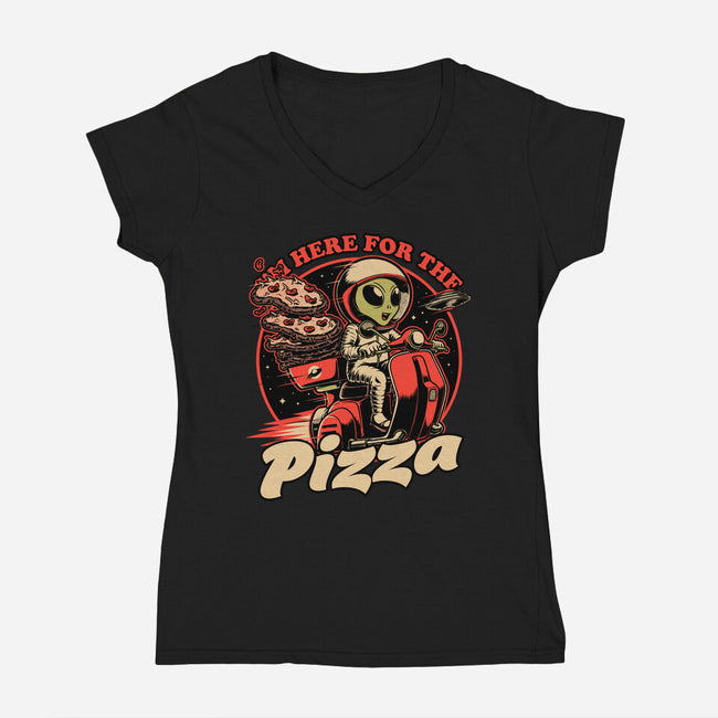 Space Pizza Delivery-Womens-V-Neck-Tee-Studio Mootant