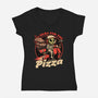 Space Pizza Delivery-Womens-V-Neck-Tee-Studio Mootant
