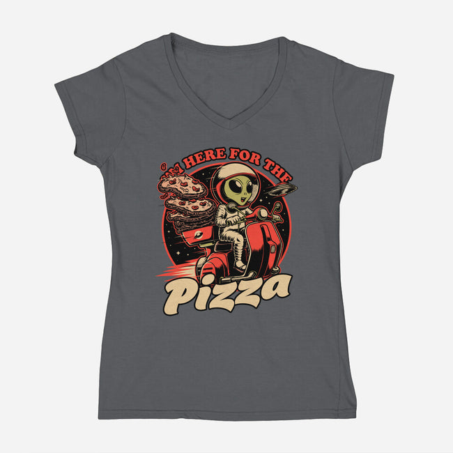 Space Pizza Delivery-Womens-V-Neck-Tee-Studio Mootant