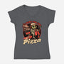 Space Pizza Delivery-Womens-V-Neck-Tee-Studio Mootant