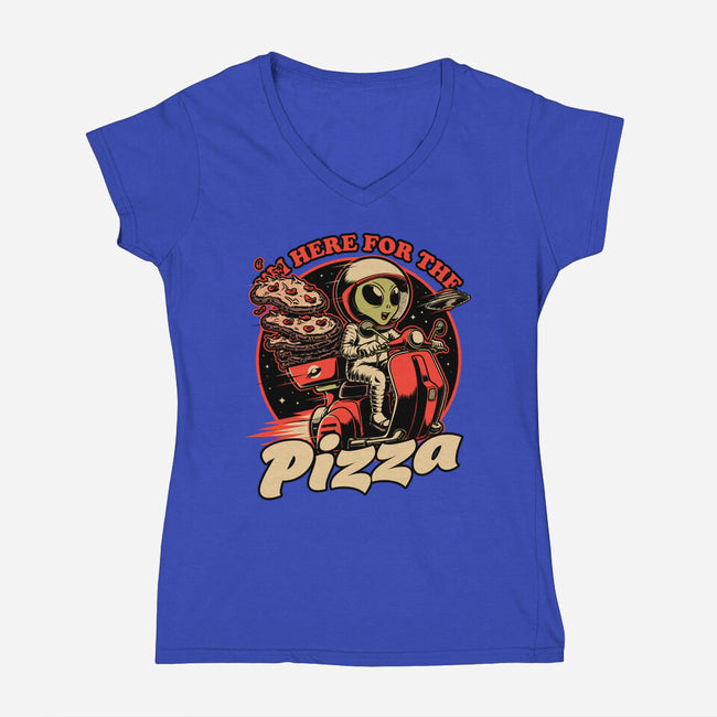 Space Pizza Delivery-Womens-V-Neck-Tee-Studio Mootant