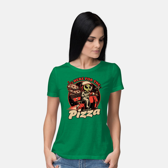 Space Pizza Delivery-Womens-Basic-Tee-Studio Mootant