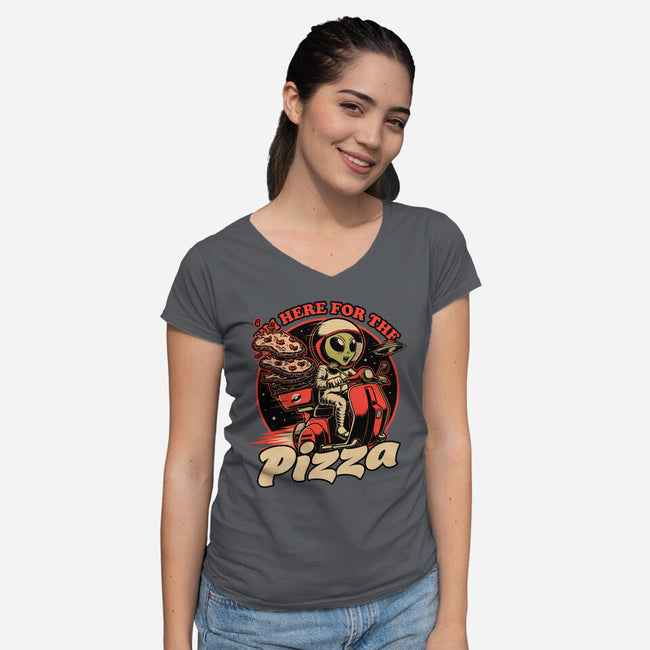 Space Pizza Delivery-Womens-V-Neck-Tee-Studio Mootant