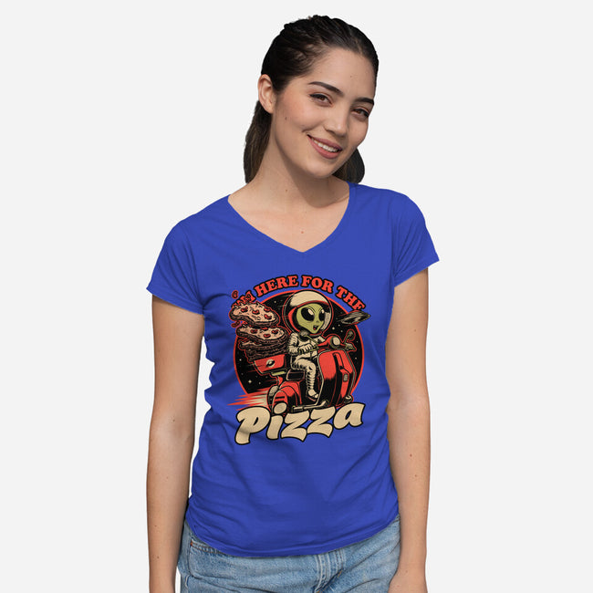 Space Pizza Delivery-Womens-V-Neck-Tee-Studio Mootant