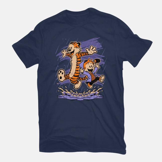 Rainy Day Tiger Boy-Womens-Basic-Tee-Studio Mootant