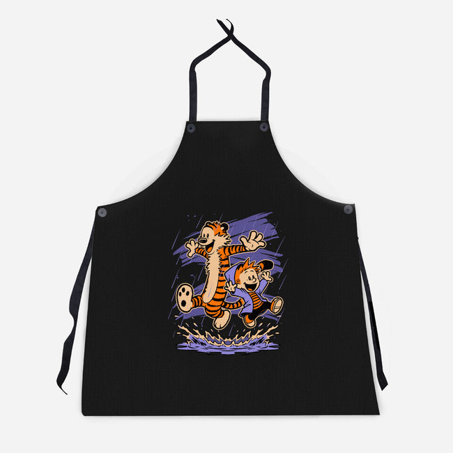Rainy Day Tiger Boy-Unisex-Kitchen-Apron-Studio Mootant