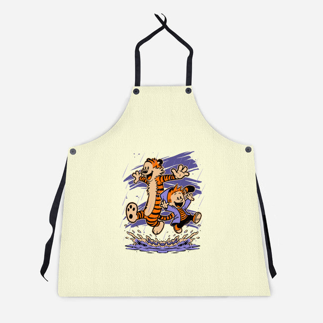 Rainy Day Tiger Boy-Unisex-Kitchen-Apron-Studio Mootant