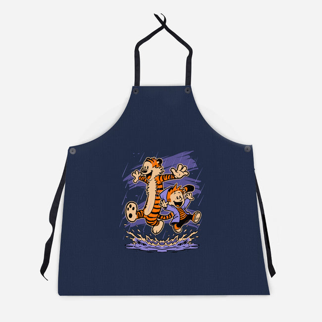 Rainy Day Tiger Boy-Unisex-Kitchen-Apron-Studio Mootant