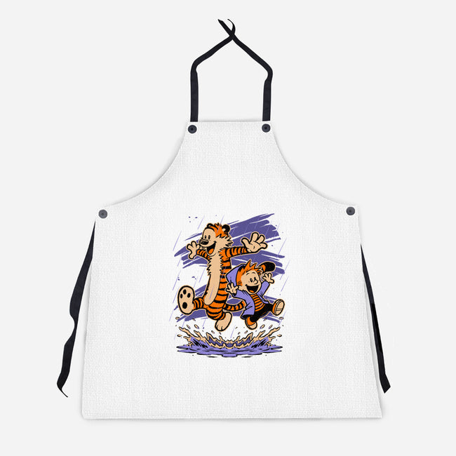 Rainy Day Tiger Boy-Unisex-Kitchen-Apron-Studio Mootant