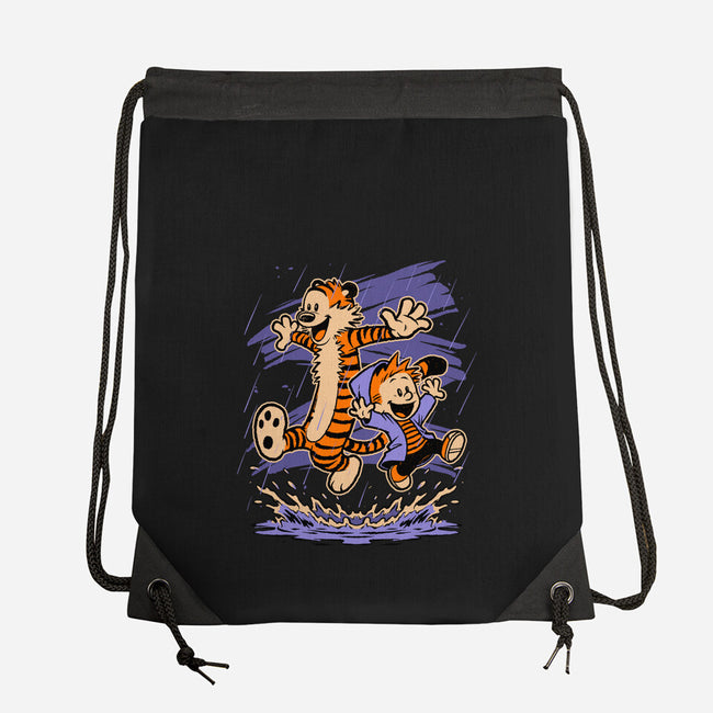 Rainy Day Tiger Boy-None-Drawstring-Bag-Studio Mootant