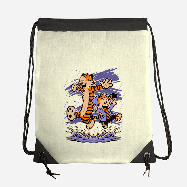 Rainy Day Tiger Boy-None-Drawstring-Bag-Studio Mootant