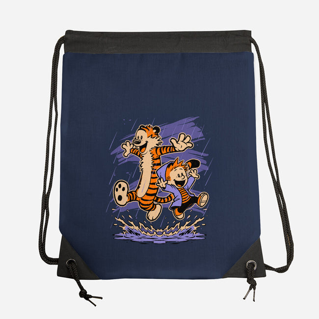 Rainy Day Tiger Boy-None-Drawstring-Bag-Studio Mootant