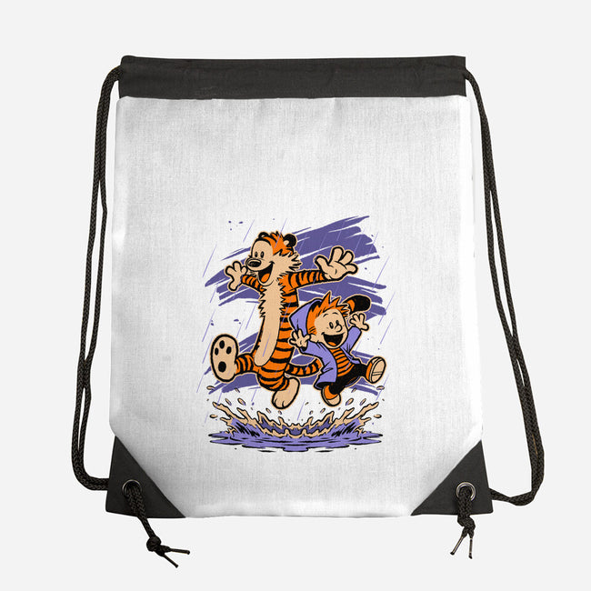 Rainy Day Tiger Boy-None-Drawstring-Bag-Studio Mootant