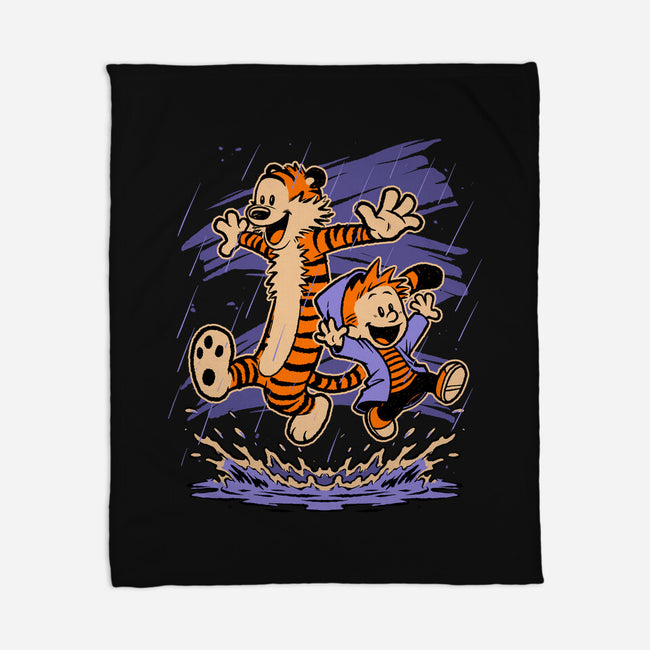 Rainy Day Tiger Boy-None-Fleece-Blanket-Studio Mootant