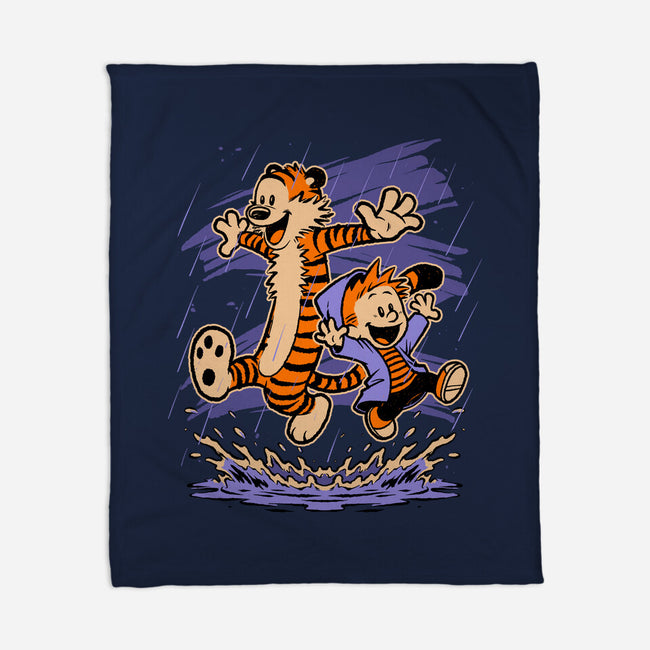 Rainy Day Tiger Boy-None-Fleece-Blanket-Studio Mootant