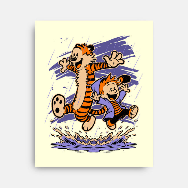 Rainy Day Tiger Boy-None-Stretched-Canvas-Studio Mootant