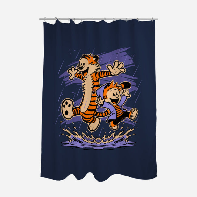 Rainy Day Tiger Boy-None-Polyester-Shower Curtain-Studio Mootant