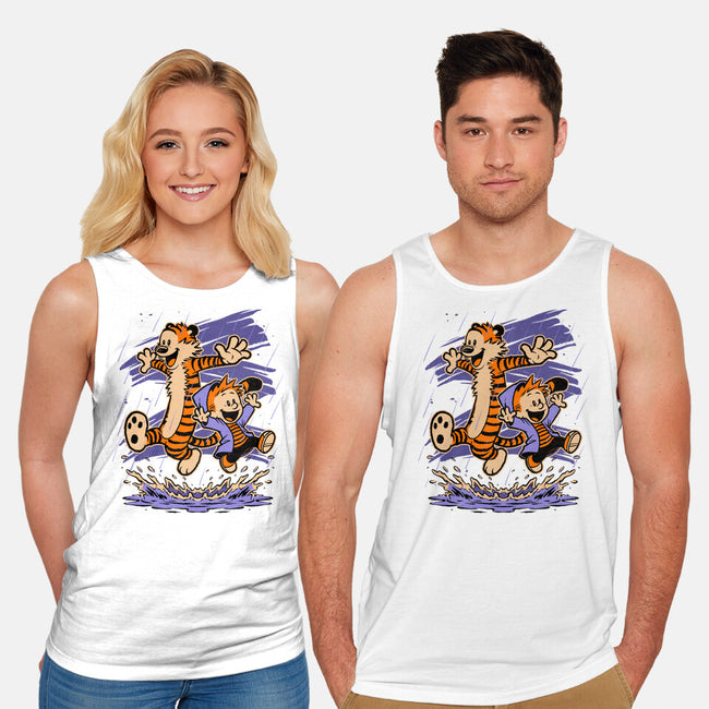 Rainy Day Tiger Boy-Unisex-Basic-Tank-Studio Mootant