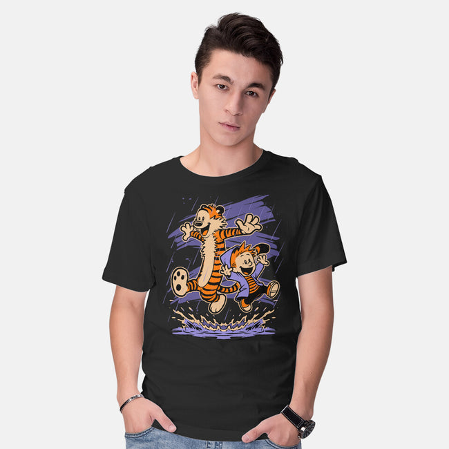Rainy Day Tiger Boy-Mens-Basic-Tee-Studio Mootant