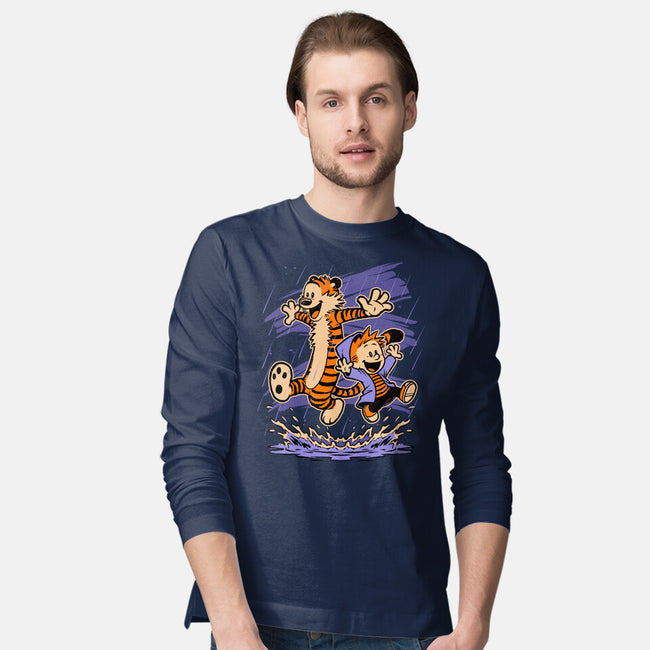 Rainy Day Tiger Boy-Mens-Long Sleeved-Tee-Studio Mootant
