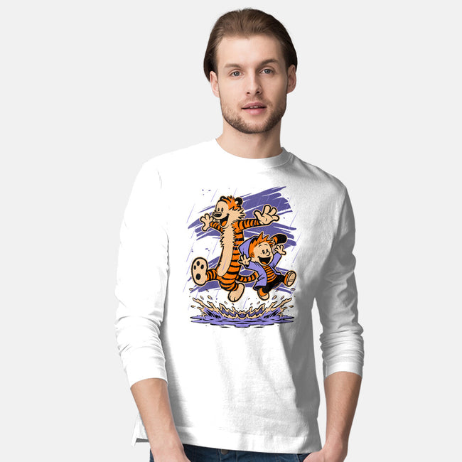 Rainy Day Tiger Boy-Mens-Long Sleeved-Tee-Studio Mootant