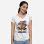 Rainy Day Tiger Boy-Womens-V-Neck-Tee-Studio Mootant