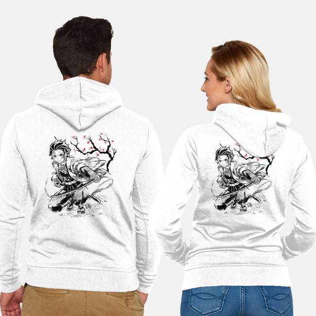 Water Breathing Sumi-E-Unisex-Zip-Up-Sweatshirt-Astrobot Invention