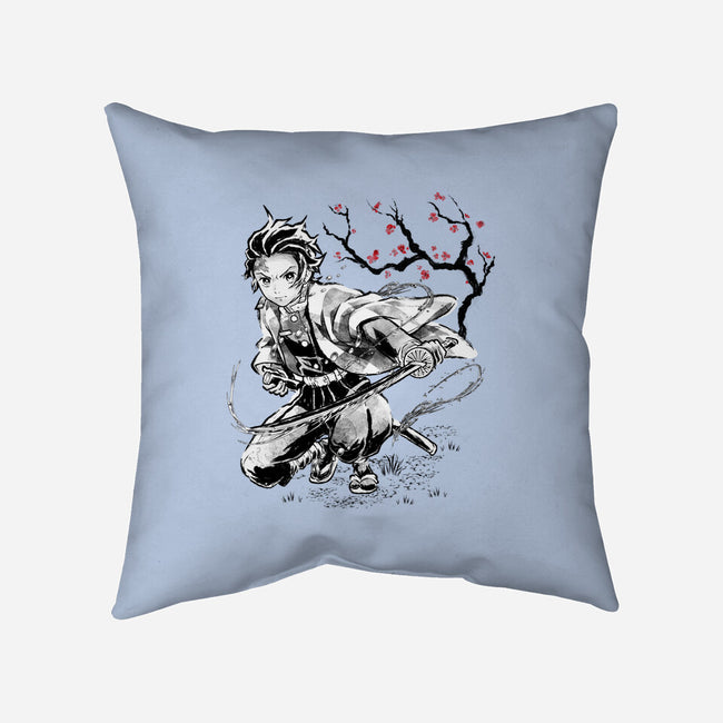 Water Breathing Sumi-E-None-Removable Cover w Insert-Throw Pillow-Astrobot Invention