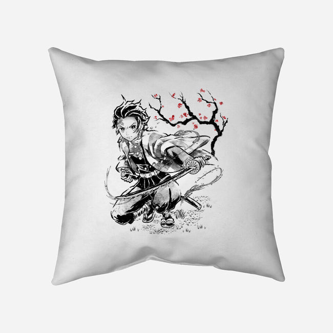 Water Breathing Sumi-E-None-Removable Cover w Insert-Throw Pillow-Astrobot Invention