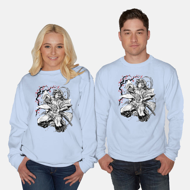 Water Breathing Hashira Sumi-E-Unisex-Crew Neck-Sweatshirt-Astrobot Invention