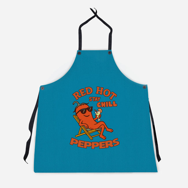 Red Hot Stay Chill Peppers-Unisex-Kitchen-Apron-fanfabio