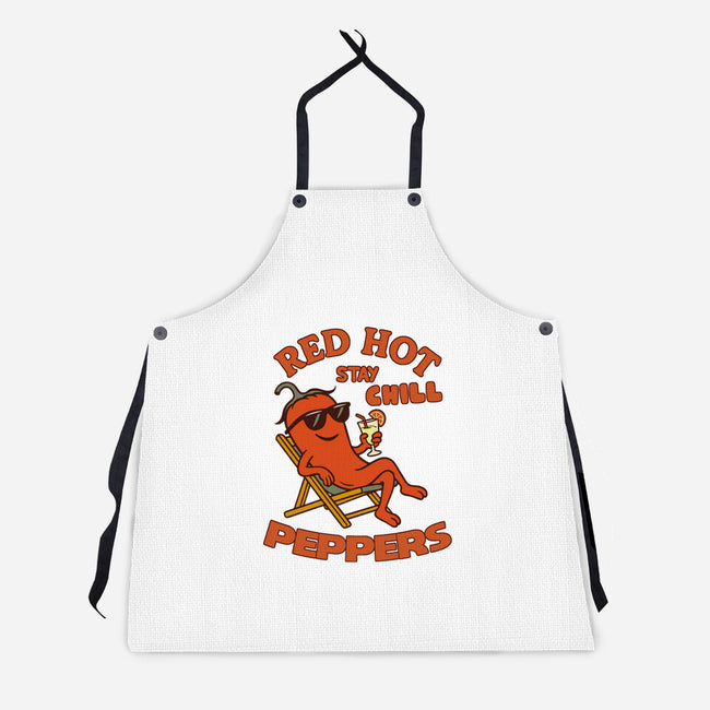 Red Hot Stay Chill Peppers-Unisex-Kitchen-Apron-fanfabio