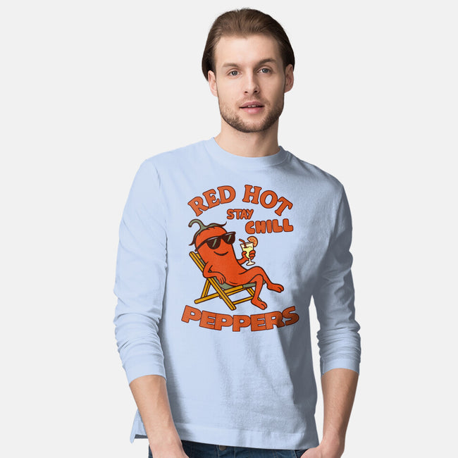 Red Hot Stay Chill Peppers-Mens-Long Sleeved-Tee-fanfabio