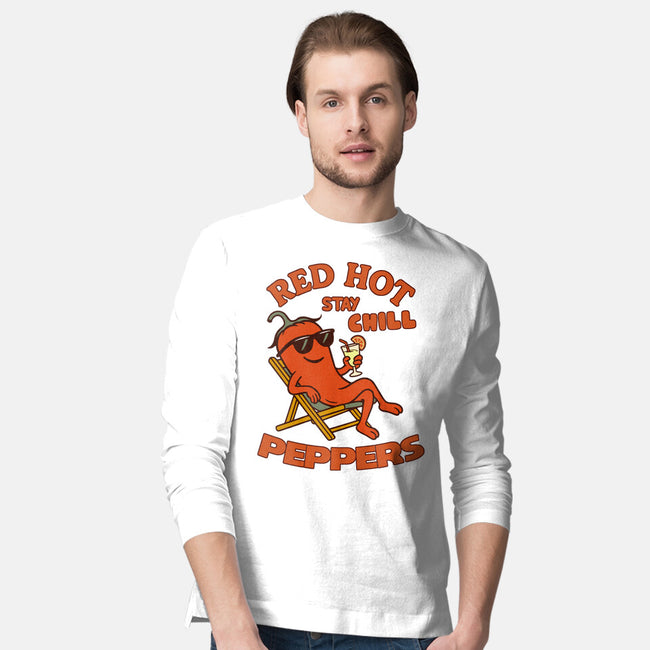 Red Hot Stay Chill Peppers-Mens-Long Sleeved-Tee-fanfabio