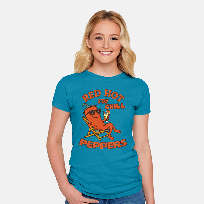 Red Hot Stay Chill Peppers-Womens-Fitted-Tee-fanfabio