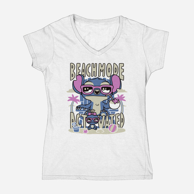 Beach Mode-Womens-V-Neck-Tee-naomori