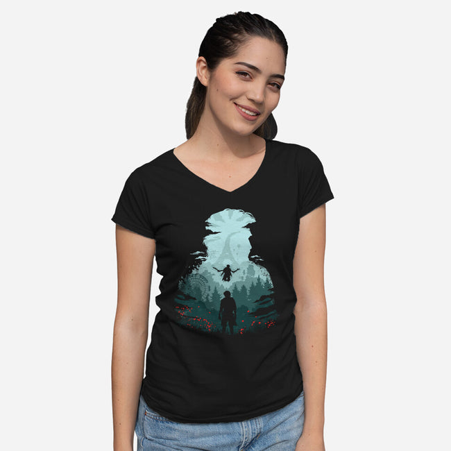 Lead Expedition-Womens-V-Neck-Tee-rocketman_art