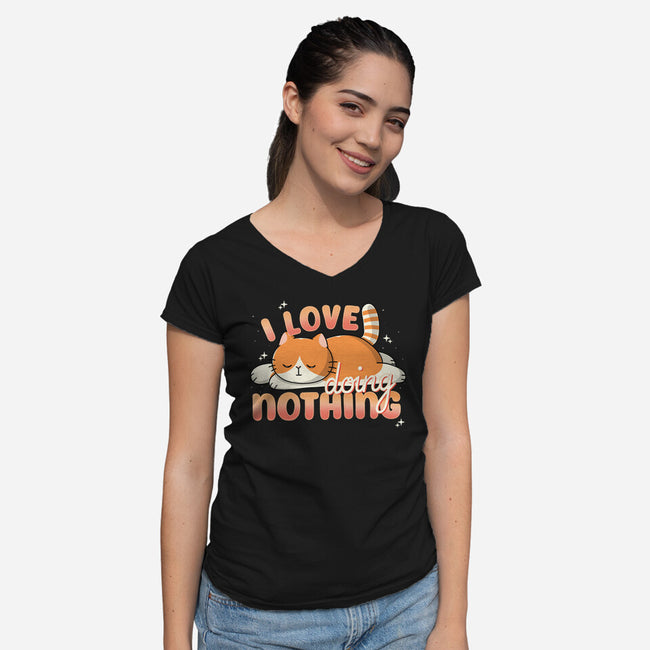 I Love Doing Nothing-Womens-V-Neck-Tee-Freecheese