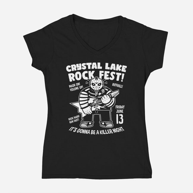 Crystal Lake Rock Fest-Womens-V-Neck-Tee-krisren28