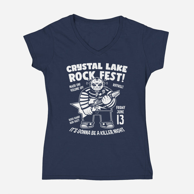 Crystal Lake Rock Fest-Womens-V-Neck-Tee-krisren28
