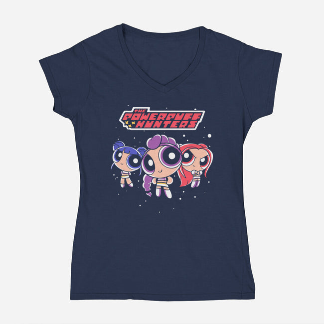 The Powerpuff Hunters-Womens-V-Neck-Tee-estudiofitas