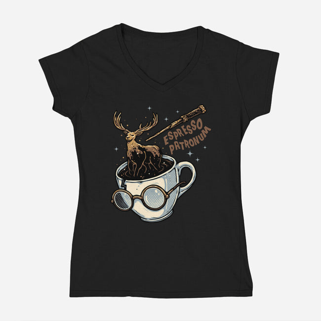 Magic Of Espresso-Womens-V-Neck-Tee-glitchygorilla