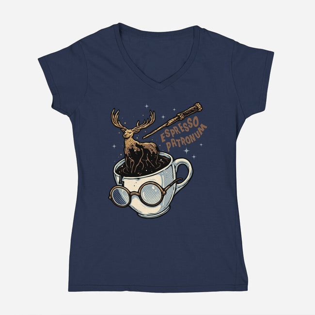 Magic Of Espresso-Womens-V-Neck-Tee-glitchygorilla