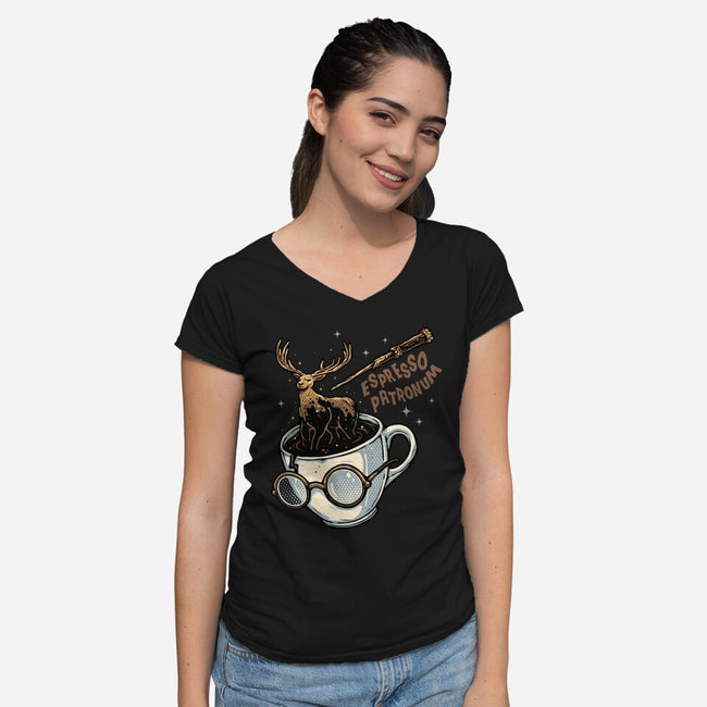 Magic Of Espresso-Womens-V-Neck-Tee-glitchygorilla
