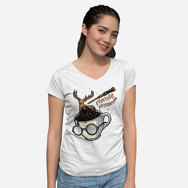 Magic Of Espresso-Womens-V-Neck-Tee-glitchygorilla