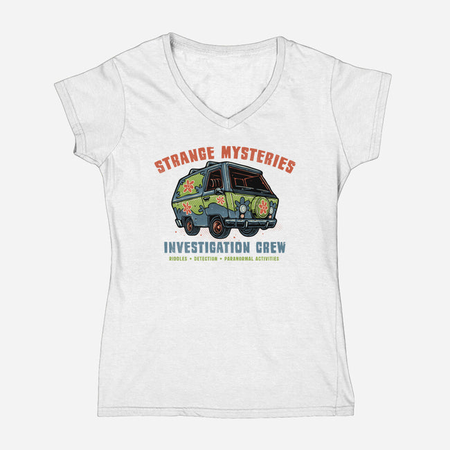 Strange Mysteries-Womens-V-Neck-Tee-glitchygorilla