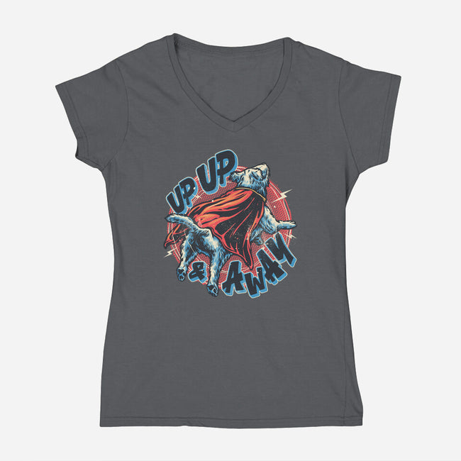 Krypto Up Up And Away-Womens-V-Neck-Tee-glitchygorilla